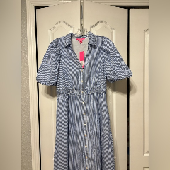 NWT Lilly Pulitzer Tassie Midi Dress Oxford Stripe Coastal Blue Size 6 - Picture 6 of 14